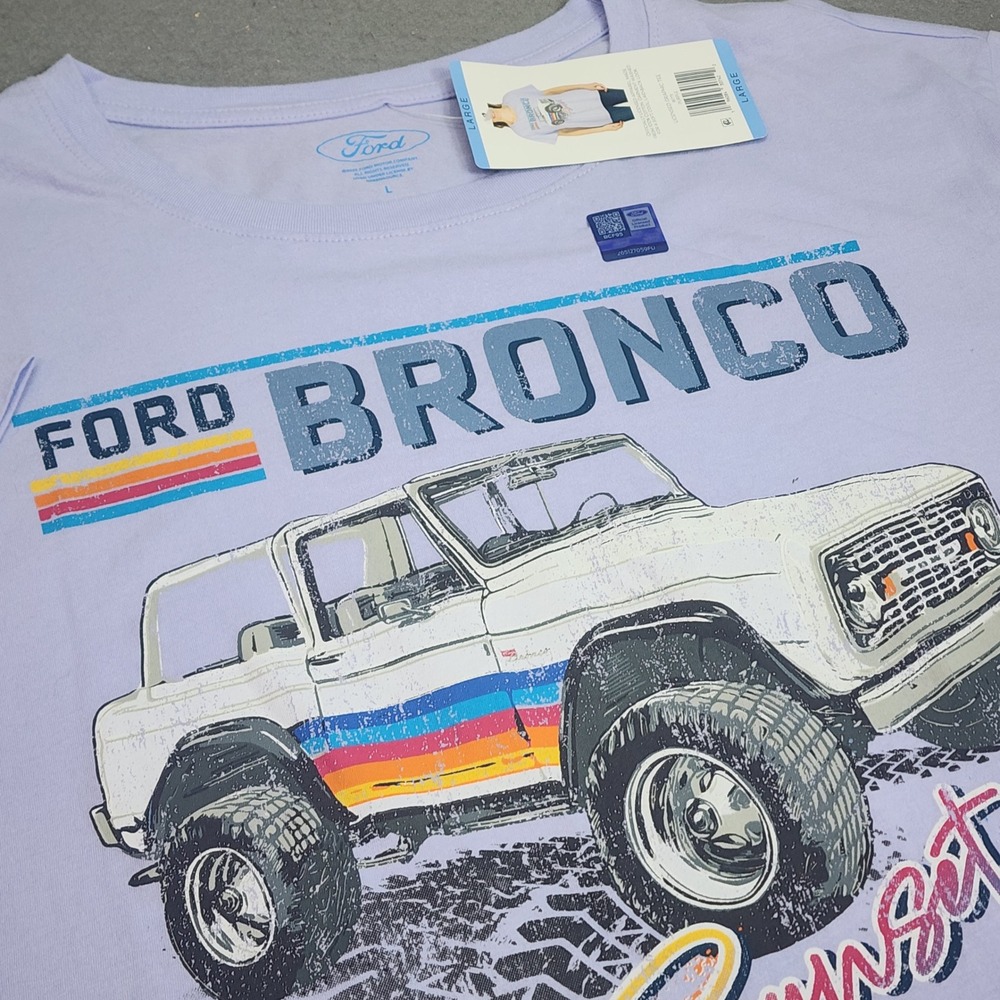 Ford Bronco Graphic Tee Purple‎ Retro Sunset Licensed Women Large - Picture 4 of 8